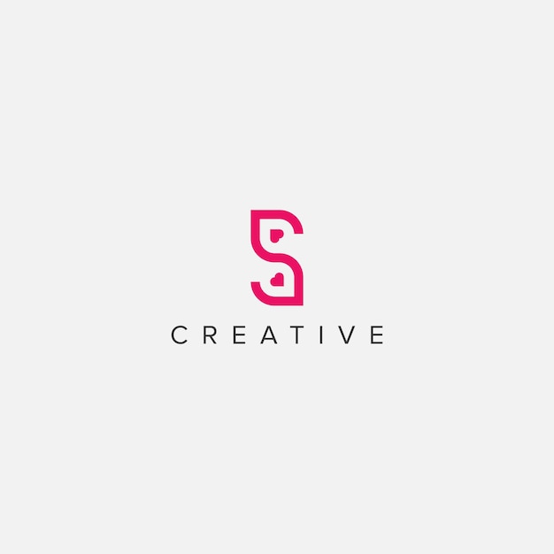 Abstracto letra S corazón logotipo símbolo vectorial cinta de día de San Valentín concepto de logotipo