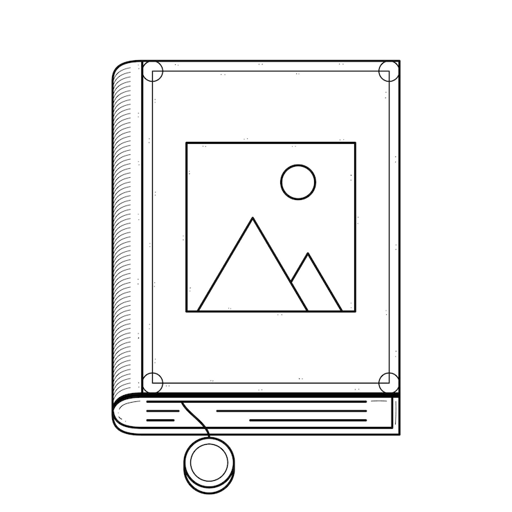 Vector abstracto libro de línea simple negro con bloqueo doodle elemento de esquema diseño vectorial esbozo de estilo aislado