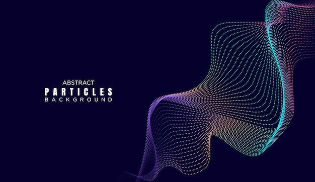 Abstracto Línea de flujo de puntos Ondas curvas suaves Fondo de partículas Tecnología geométrica Línea Onda semitono Punto de fondo Concepto para ciencia Música portada Sitio web encabezado presentación pancarta