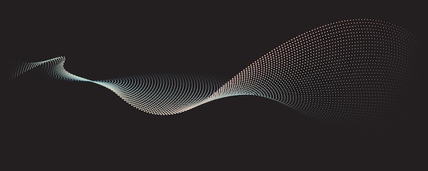 Abstracto Línea de fondo de estilo futurista Patrón de onda fluida Curva tridimensional de medio tono Vector de tecnología c