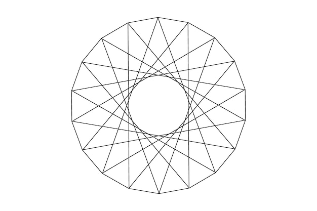 Abstracto Línea negra Diseño redondo espiral ilusión geométrica de mandala círculo en fondo blanco
