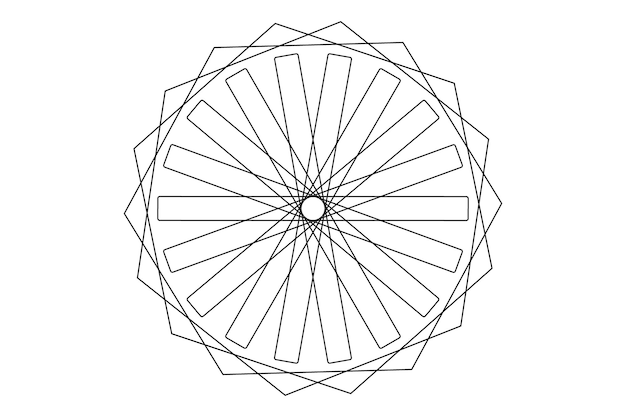 Abstracto Línea negra Diseño redondo espiral ilusión geométrica de mandala círculo en fondo blanco