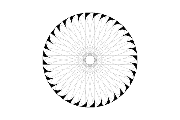 Abstracto Línea negra Diseño redondo espiral ilusión geométrica de mandala círculo en fondo blanco