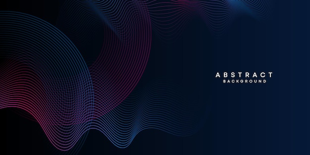 Abstracto Línea ondulante Tecnología de partículas Fondo líneas de onda brillantes fondo Gradiente moderno con círculos brillantes líneas decoración para portada de folleto cartel encabezado de sitio web
