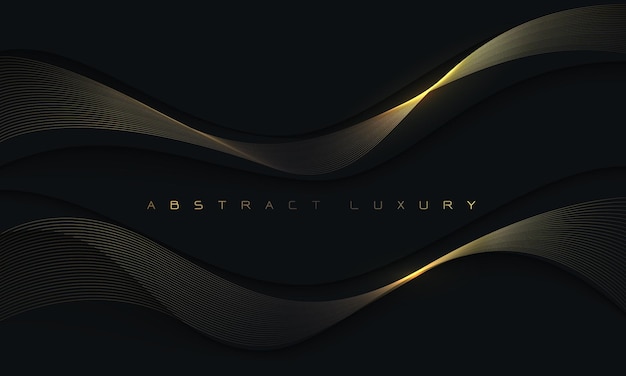 Abstracto línea de oro oscuro negro curva geométrica diseño de lujo exclusivo vector de fondo