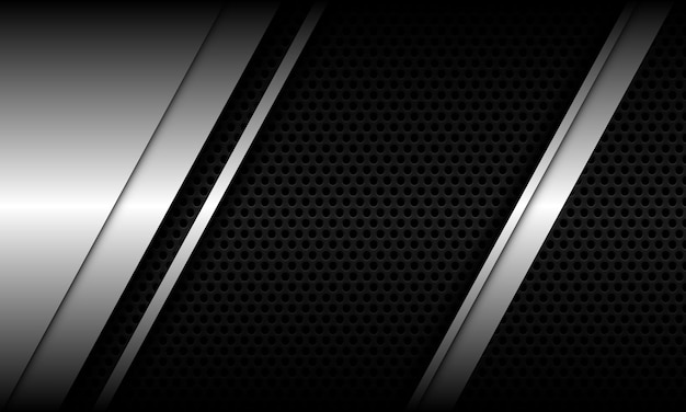 Abstracto línea plateada barra sombra en círculo negro malla lujo vector de fondo futurista