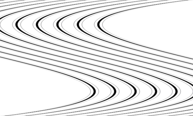 Abstracto Líneas blancas y negras con una forma de S parecida a una onda