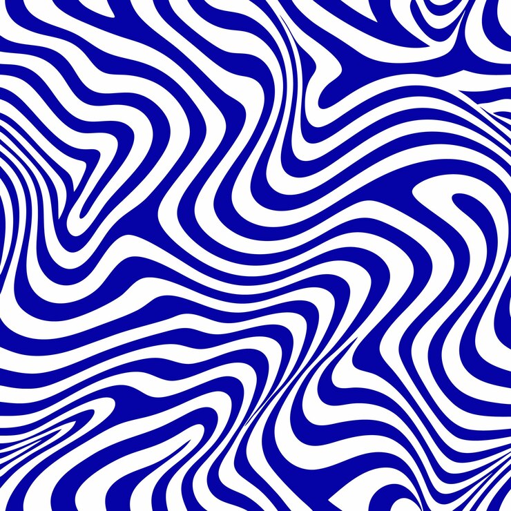 Abstracto Líneas onduladas Diseño de patrón en color azul sobre fondo blanco