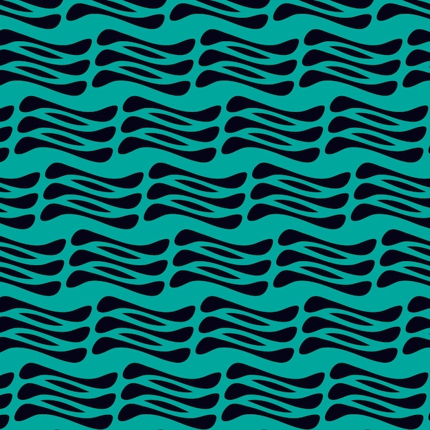 Abstracto Líneas onduladas Patrón sin costuras Negro en ilustración vectorial de teal