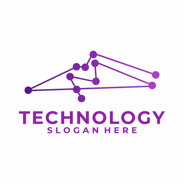 Abstracto Logo de la red de la línea triangular Diseños de logotipo tecnológico Vector de concepto plantilla de logotipo de la Red de Tecnología Digital
