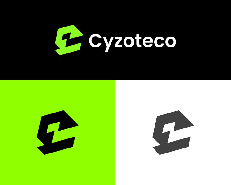 Vector abstracto del logotipo de cz tech y tecnología