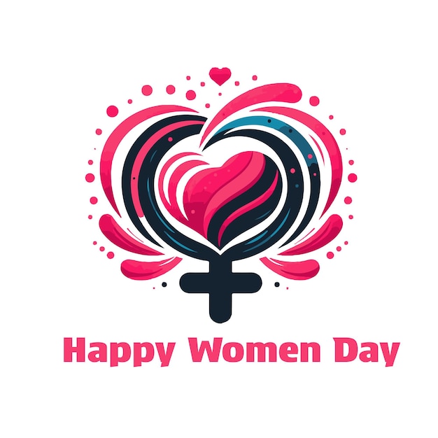 Vector abstracto del logotipo del día de la mujer feliz, letras con amor, tipografía del día de las mujeres felices.