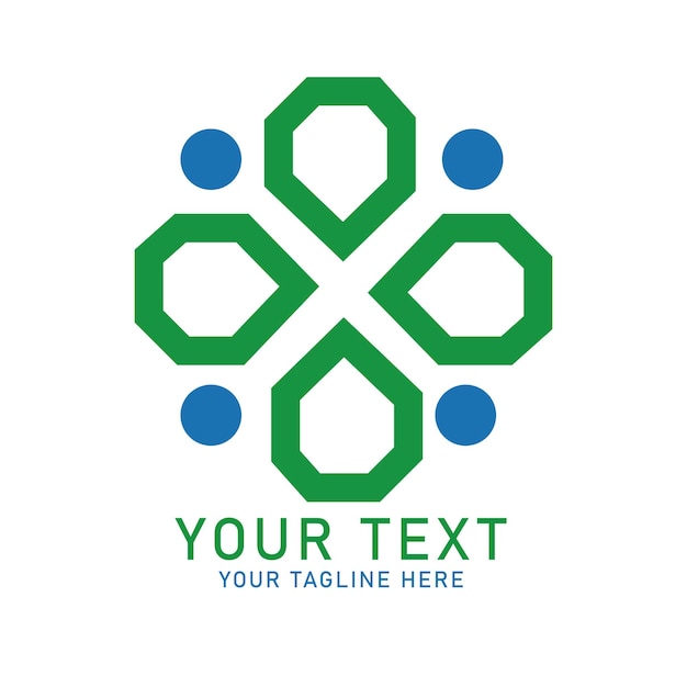Abstracto Logotipo Geométrico Diseño de formas vectoriales verdes y azules aisladas en blanco