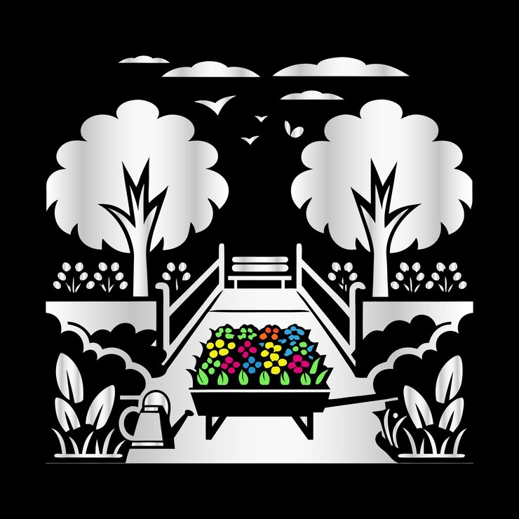 Vector abstracto logotipo de hoja perenne jardinería moderna y diseño de parques con símbolo de icono de la naturaleza
