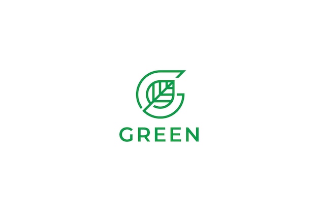 Abstracto del logotipo de la hoja verde La letra G simboliza la sostenibilidad y el crecimiento ecológicos