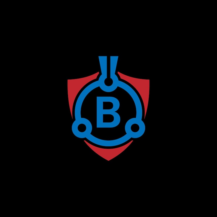 Vector abstracto logotipo y letra b de seguridad cibernética