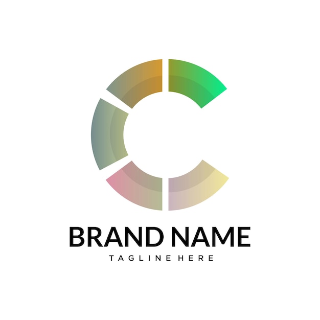 Abstracto Logotipo de la letra C en gradiente
