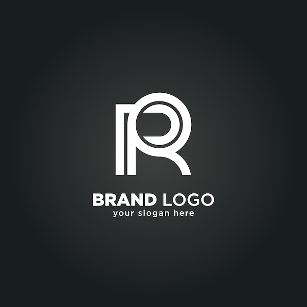 Abstracto Logotipo de la letra P y R con fondo negro