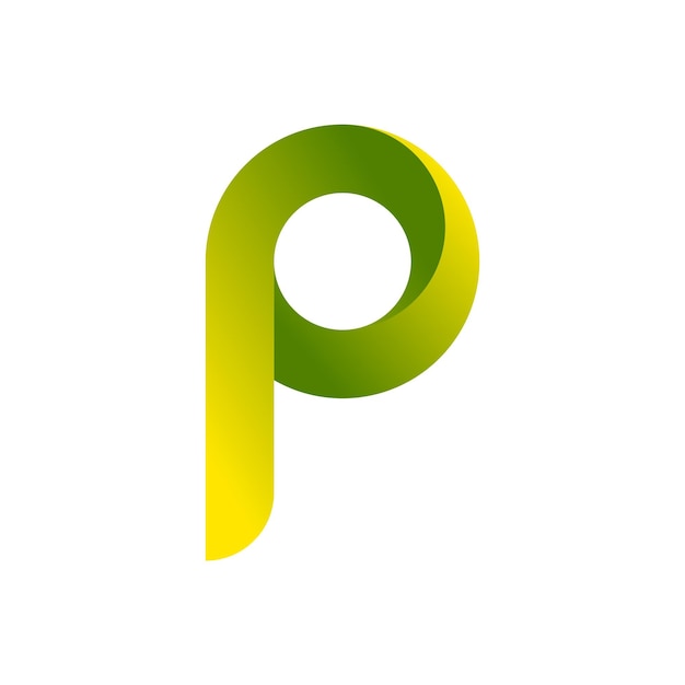 Abstracto Logotipo de la letra P verde y amarilla