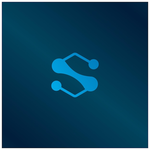 Abstracto logotipo de la letra S con concepto de punto Universal colorida biotecnología molécula átomo chip de ADN sym