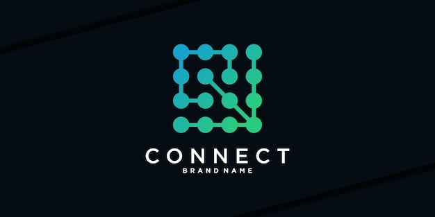 Abstracto logotipo de tecnología molecular Forma cuadrada creativa Icono moderno Vector Premium