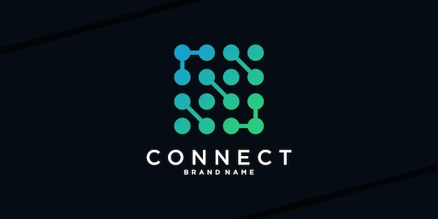 Abstracto logotipo de tecnología molecular Forma cuadrada creativa Icono moderno Vector Premium