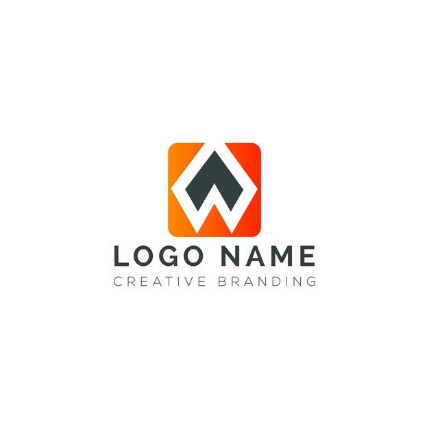 Abstracto El logotipo W en el cuadrado naranja
