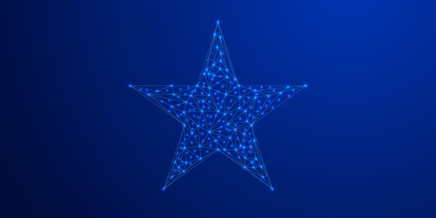 Abstracto LowPoly Blue Star Diseño geométrico moderno con conexiones de luz de marco de alambre Estructura futurista 3D y estética digital para una experiencia visual contemporánea elegante