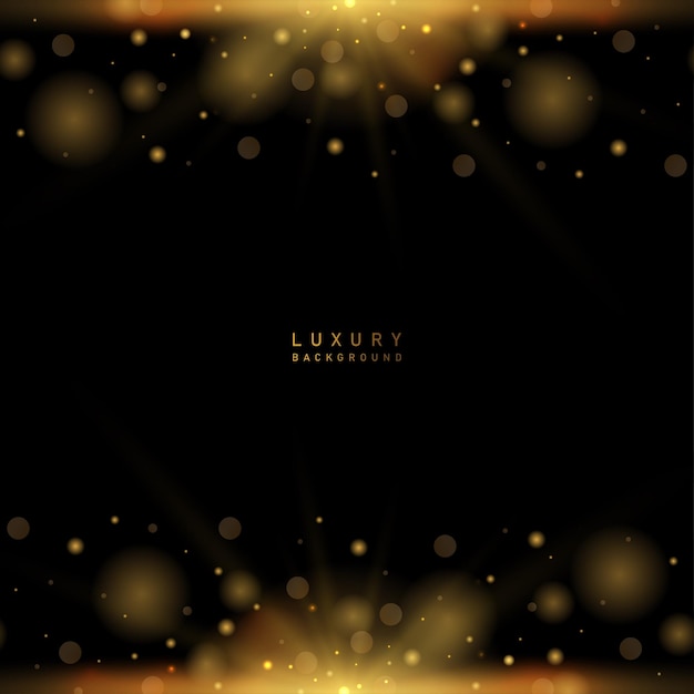Abstracto lujo brillo dorado en fondo negro telón de fondo de ilustración vectorial