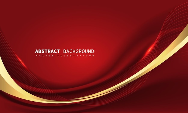 Abstracto de lujo cinta de oro línea curva de onda en rojo diseño vector de fondo moderno