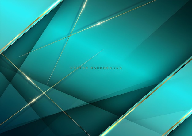 Abstracto Luxury Teal Fondo con líneas geométricas doradas