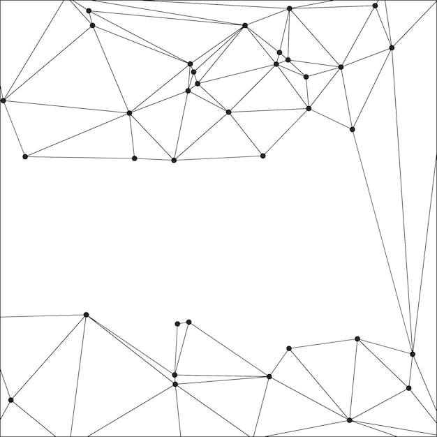 Abstracto malla poligonal con nodos negros y líneas delgadas creando un patrón de red geométrica minimalista