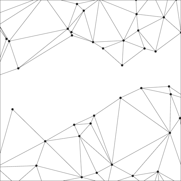 Abstracto malla poligonal con nodos negros y líneas delgadas creando un patrón de red geométrica minimalista