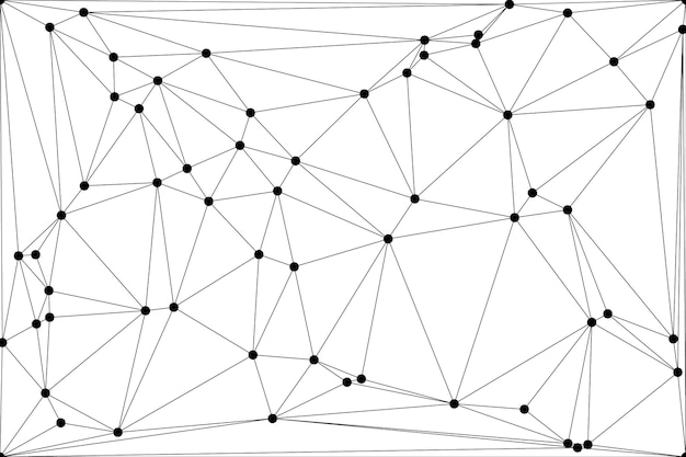 Abstracto malla poligonal con nodos negros y líneas delgadas creando un patrón de red geométrica minimalista