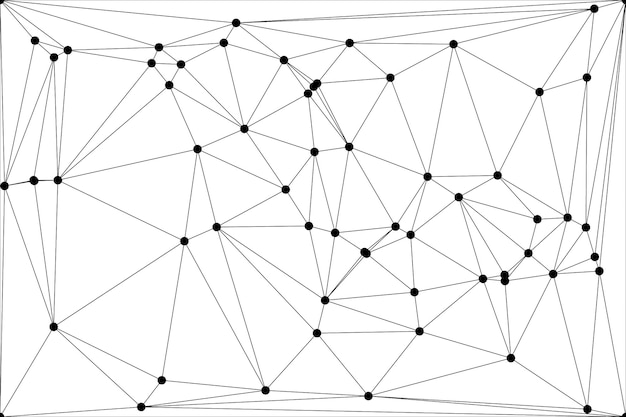 Abstracto malla poligonal con nodos negros y líneas delgadas creando un patrón de red geométrica minimalista