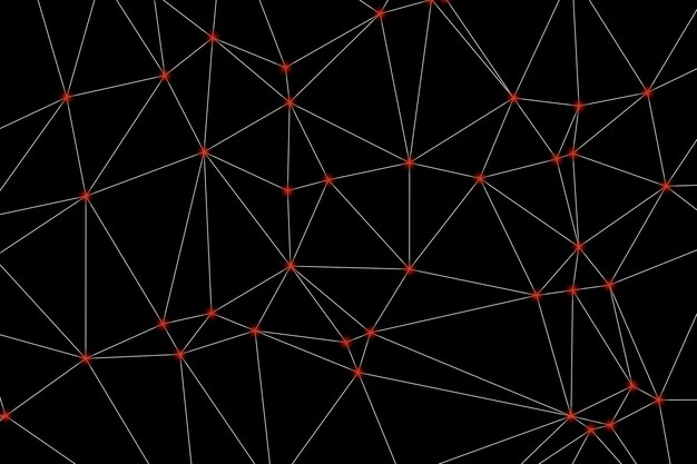 Abstracto malla poligonal con nodos negros y líneas delgadas creando un patrón de red geométrica minimalista