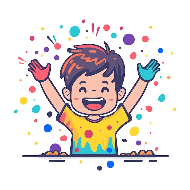 Vector abstracto manos pintadas de colores de niños pequeños feliz fondo de holi