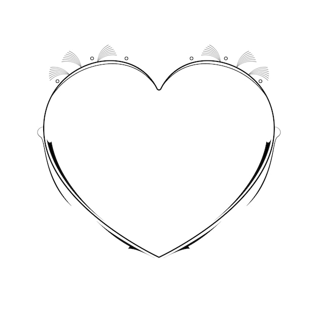 Abstracto Marco dibujado a mano Corazón con plantas Doodle 14 de febrero Concepto de vacaciones Esbozo de diseño vectorial