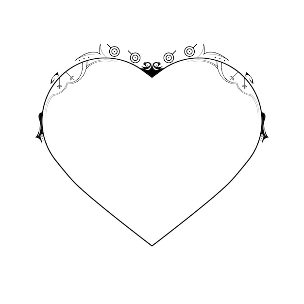 Abstracto Marco dibujado a mano Corazón con plantas Doodle 14 de febrero Concepto de vacaciones Esbozo de diseño vectorial