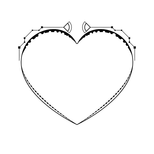 Abstracto Marco dibujado a mano Corazón con plantas Doodle 14 de febrero Concepto de vacaciones Esbozo de diseño vectorial