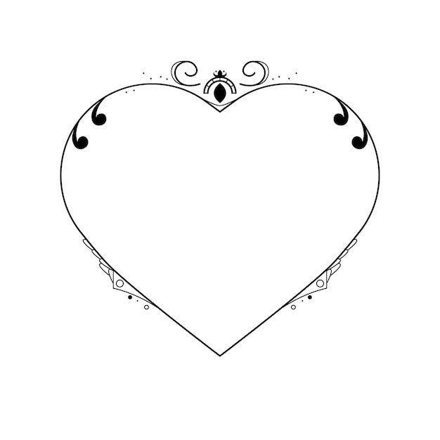 Abstracto Marco dibujado a mano Corazón con plantas Doodle 14 de febrero Concepto de vacaciones Esbozo de diseño vectorial