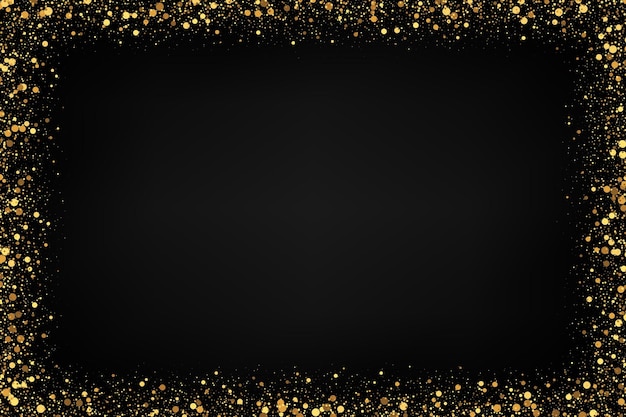 Vector abstracto marco dorado brillante brilla dorado en un fondo negro marco festivo