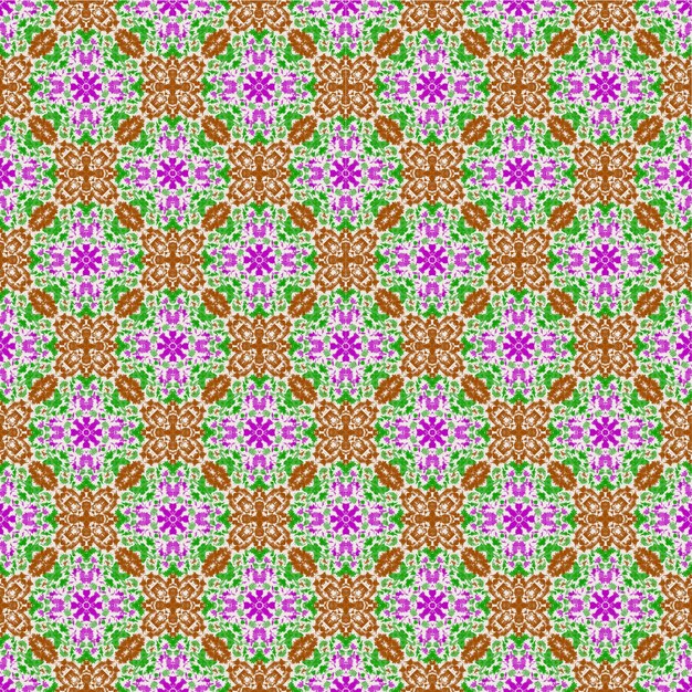 Abstracto marrón rosa y verde flor tracería tela étnica de patrones sin fisuras fondo floral estrella decoración textil arte moda diseño