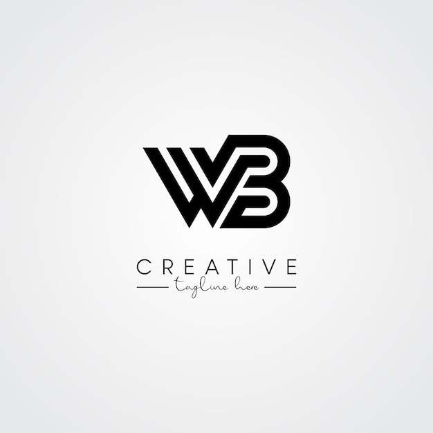 Abstracto Minimal Artístico Letra WB BW Diseño del logotipo Basado en la letra inicial Símbolo del logotipo