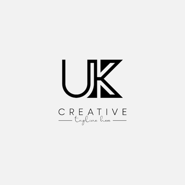 Abstracto Minimal letra UK KU inicial basado en línea elegante Vector de diseño de logotipo
