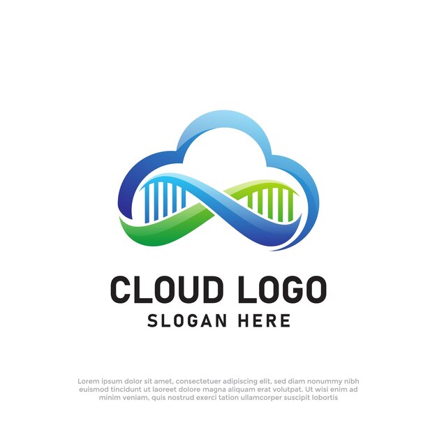 Abstracto Modelo vectorial de diseño de logotipo de onda de nube de ADN