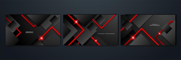 Abstracto moderno 3d fondo rojo negro con líneas flecha elementos de forma de superposición geométrica fondo rojo negra estandarte abstracto ilustración vectorial