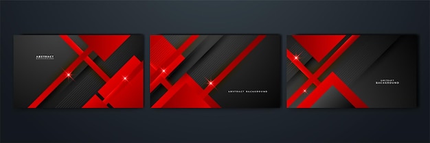 Abstracto moderno 3d fondo rojo negro con líneas flecha elementos de forma de superposición geométrica fondo rojo negra estandarte abstracto ilustración vectorial
