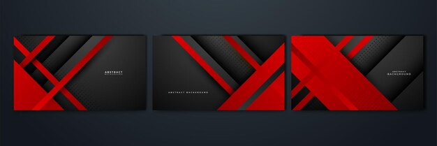 Abstracto moderno 3d fondo rojo negro con líneas flecha elementos de forma de superposición geométrica fondo rojo negra estandarte abstracto ilustración vectorial