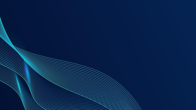 Abstracto moderno gradiente de luz azul líneas de onda fluyentes concepto de tecnología futurista